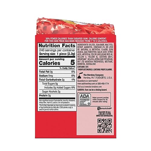 ICE BREAKERS Ice Cubes Fruit Punch Sugar Free Chewing Gum Bottles, 3.24 Oz (6 Count, 40 Pieces)