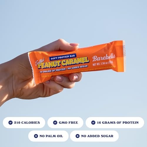 Barebells Soft Protein Bars, Salted Peanut Caramel - 12 Count, 16g High Protein Treats - Chocolate Nutrition Bar with 1g Total Sugars - on the Go Brea