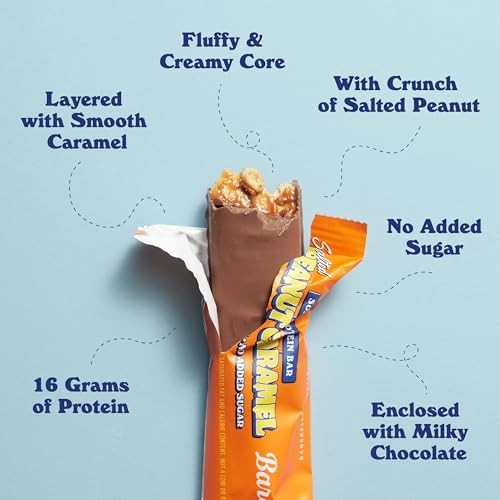 Barebells Soft Protein Bars, Salted Peanut Caramel - 12 Count, 16g High Protein Treats - Chocolate Nutrition Bar with 1g Total Sugars - on the Go Brea