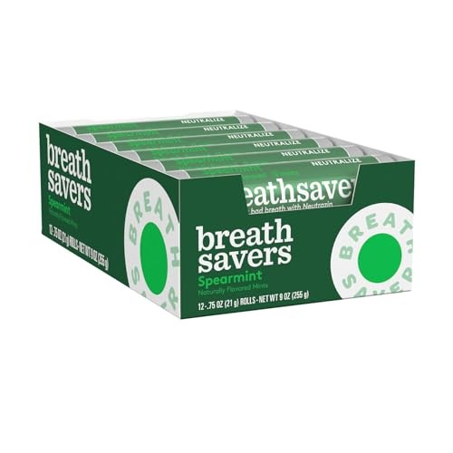 BREATH SAVERS Spearmint Flavored Sugar Free Breath Mints Rolls, .75 Oz (12 Count)