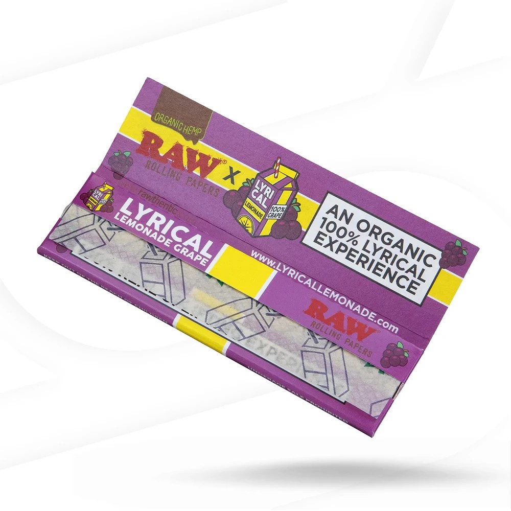🍇 3 X Raw Lyrical Lemonade Grape King Size Wide Organic Hemp Rolling Paper 🍇
