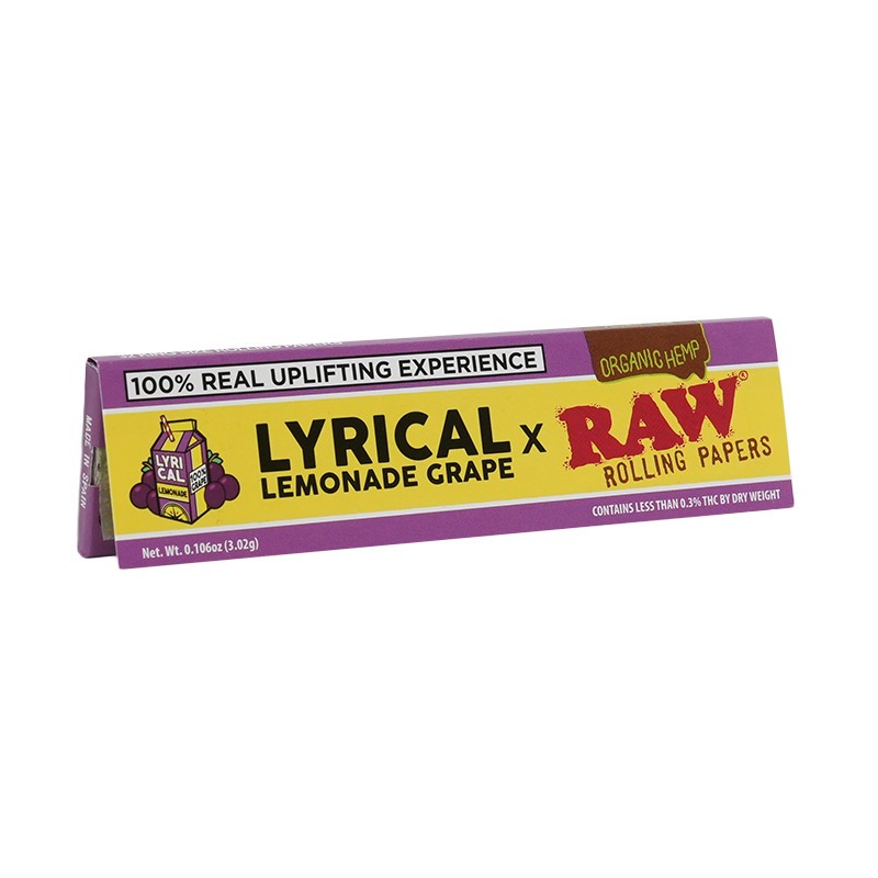 🍇 3 X Raw Lyrical Lemonade Grape King Size Wide Organic Hemp Rolling Paper 🍇