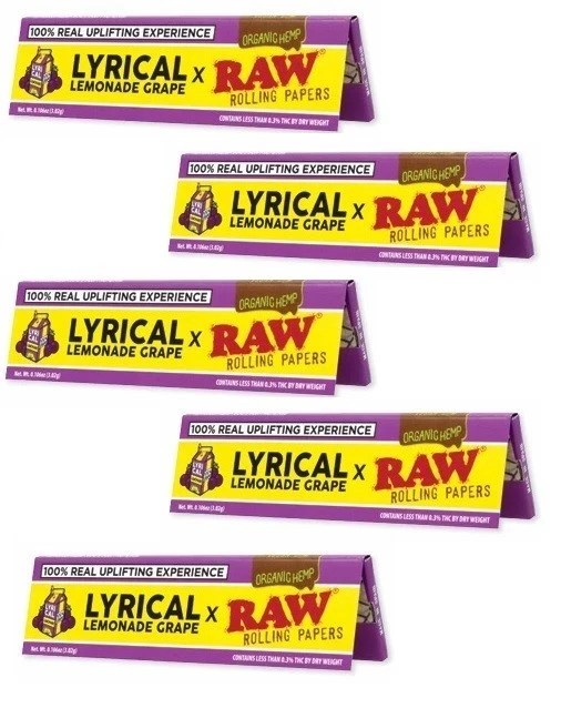🍇 3 X Raw Lyrical Lemonade Grape King Size Wide Organic Hemp Rolling Paper 🍇