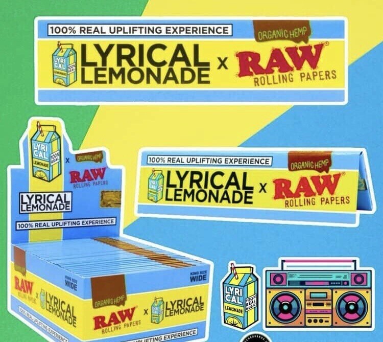 🤤 50 X Raw Lyrical Lemonade King Size Wide Organic Hemp Papers 🔥 Full Box 🔥