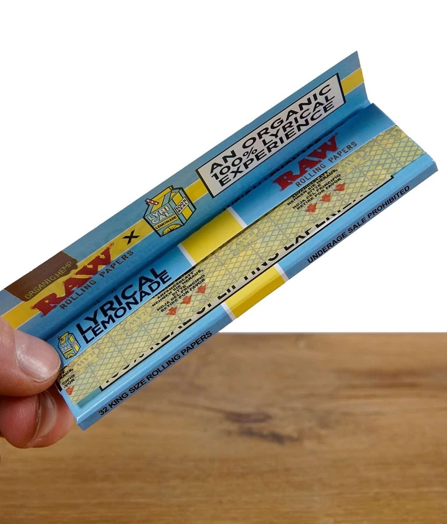 🤤 50 X Raw Lyrical Lemonade King Size Wide Organic Hemp Papers 🔥 Full Box 🔥