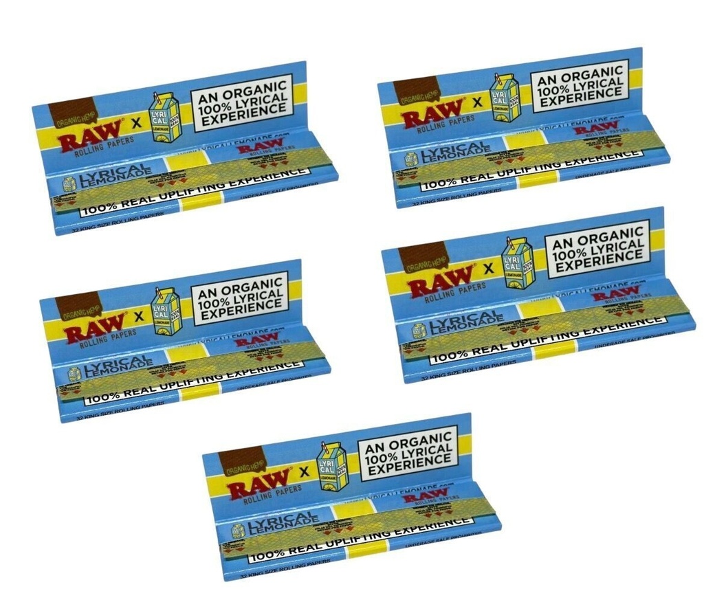 🤤 50 X Raw Lyrical Lemonade King Size Wide Organic Hemp Papers 🔥 Full Box 🔥