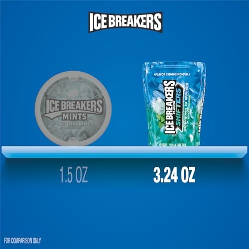 ICE BREAKERS Flavor Shifters Wintergreen to Coolmint Flavored Sugar Free Chewing Gum Bottles, 3.24 Oz (40 Pieces, 6 Count)