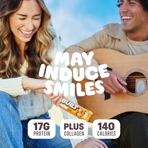 Built Bar, Puff Protein Bars, Salted Caramel Puff, 17g Protein Snacks, on-the-Go Bars, Only 140 Calories, 6g Sugar, Collagen, Gluten Free, 12 Count