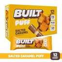 Built Bar, Puff Protein Bars, Salted Caramel Puff, 17g Protein Snacks, on-the-Go Bars, Only 140 Calories, 6g Sugar, Collagen, Gluten Free, 12 Count