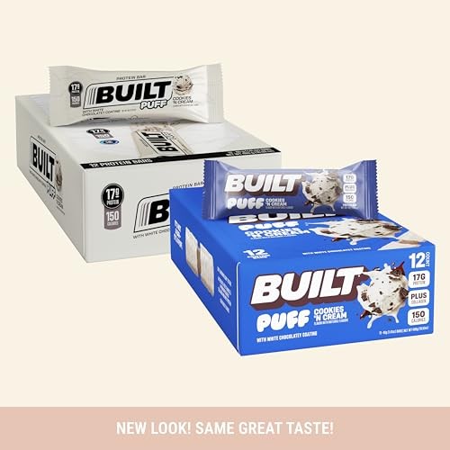 Built Bar BUILT Protein Bars - Cookies 'N Cream Puff - 17g Protein - 12ct