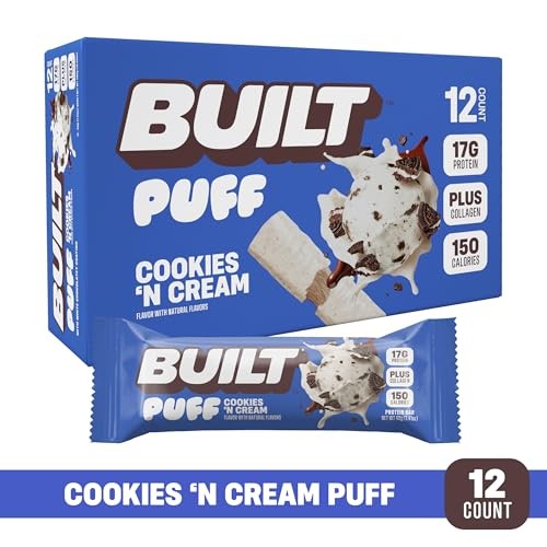 Built Bar BUILT Protein Bars - Cookies 'N Cream Puff - 17g Protein - 12ct