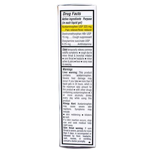 Contac Cold & Flu Medicine, Multi-Symptom Relief for Fever, Sore Throat, Runny Nose & Cough, 8 Liquid Gels