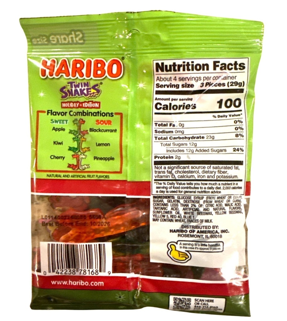 Haribo, Holiday Edition Twin Snakes, 4 Oz