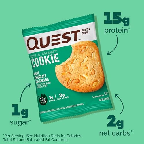 Quest Soft and Chewy 15g Protein Cookie  White Chocolate Macadamia Flavor  12 Count