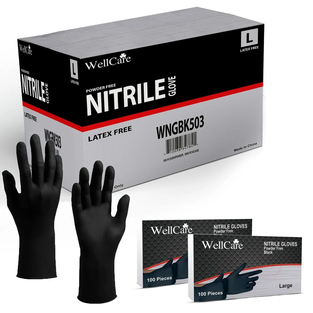 Black Nitrile Industrial Disposable Gloves 4.5Mil, Latex/Powder Free 200-1000 Ct