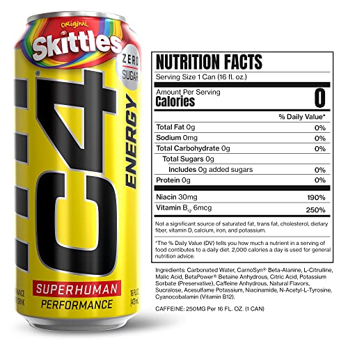 C4 Performance Energy Skittles  12 Pack of 16oz Cans