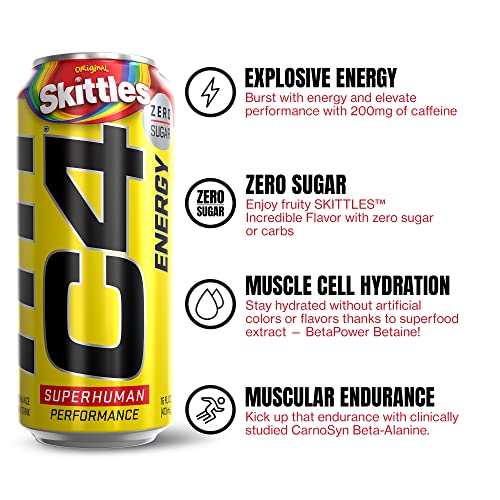 C4 Performance Energy Skittles  12 Pack of 16oz Cans