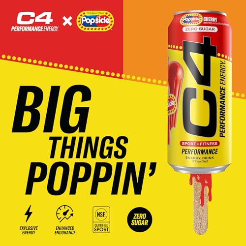 C4 Performance Energy Cherry Popsicle  12 Pack of 16oz Cans