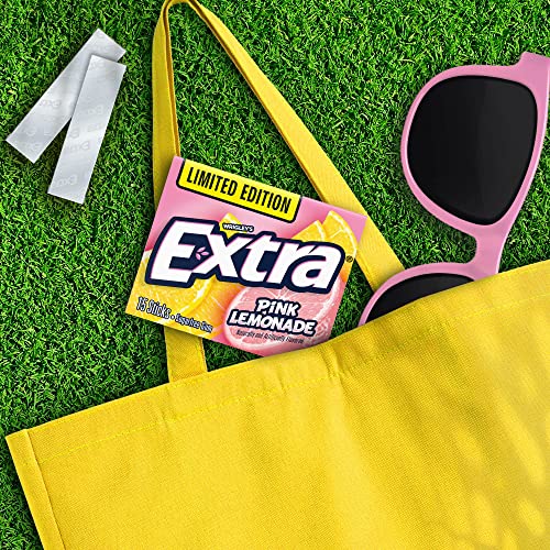 Extra Gum Pink Lemonade Sugarfree Chewing Gum  15 Pieces (Pack of 10)