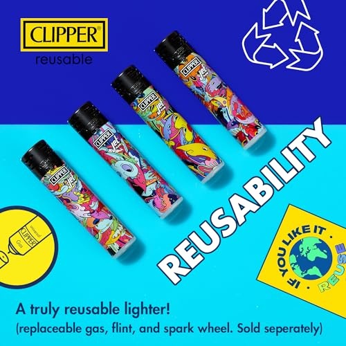 Clipper - Classic Large Reusable Lighter - Iconic Premium Refillable Lighters Bulk Pack - Replace Butane, Flint, and Spark Wheel for Unlimited Lights 