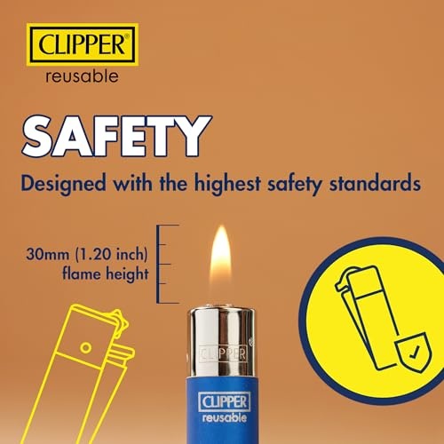 Clipper - Classic Large Reusable Lighter - Iconic Premium Refillable Lighters Bulk Pack - Replace Butane, Flint, and Spark Wheel for Unlimited Lights 