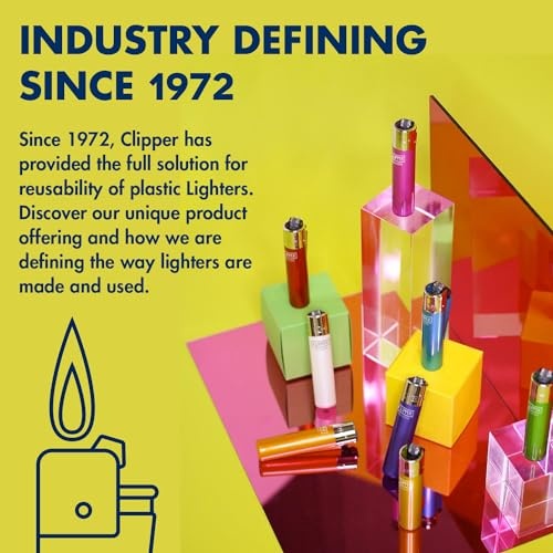 Clipper - Classic Large Reusable Lighter - Iconic Premium Refillable Lighters Bulk Pack - Replace Butane, Flint, and Spark Wheel for Unlimited Lights 