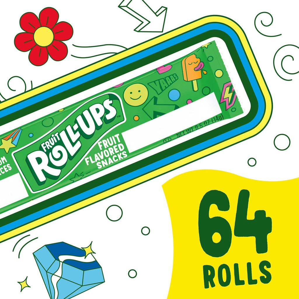 Fruit Roll-Ups Fruit Flavored Snacks Variety Pack, 0.5 Oz., 64 Pk
