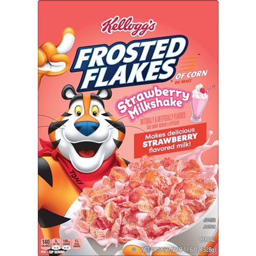 Kellogg's, Frosted Flakes Strawberry Milkshake Breakfast Cereal, 11.6 Oz (Case of 12)