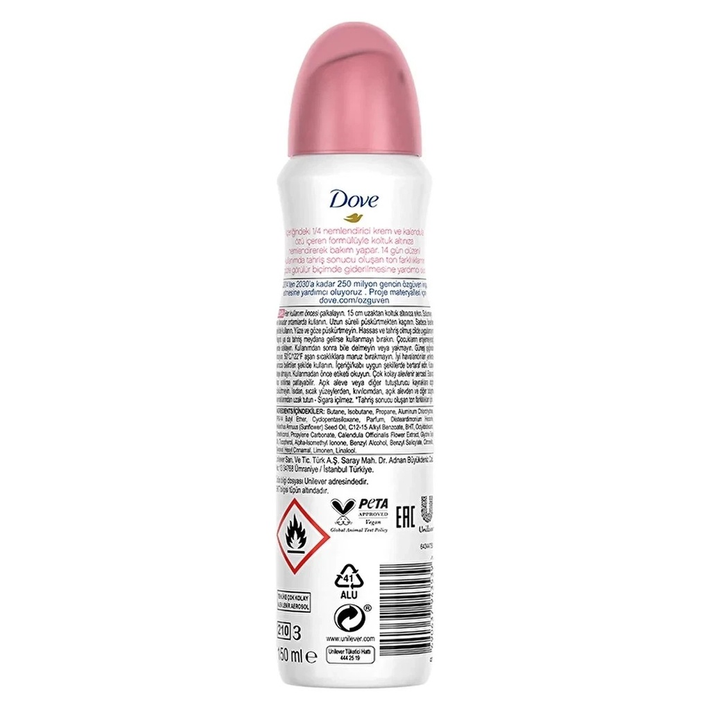 Pack of 6 Dove Even Tone Deodorant Spray Calendula Oil & Vitamin E