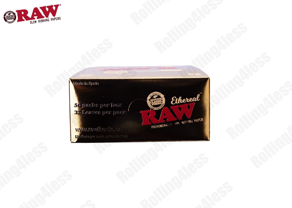 AUTHENTIC Raw Classic Ethereal KINGSIZE SLIM  Unrefined Rolling Papers 50 Packs