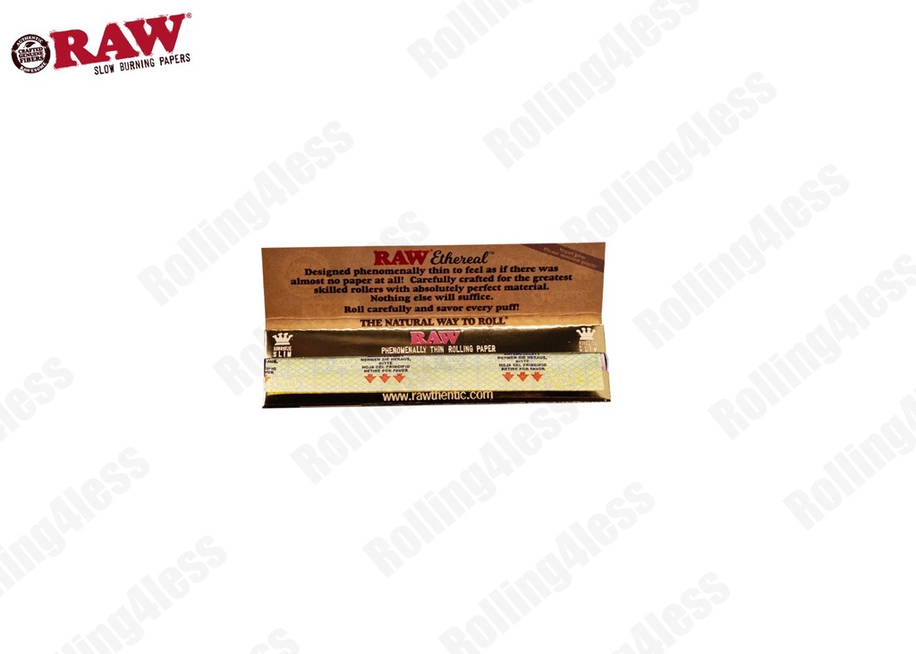 AUTHENTIC Raw Classic Ethereal KINGSIZE SLIM  Unrefined Rolling Papers 50 Packs