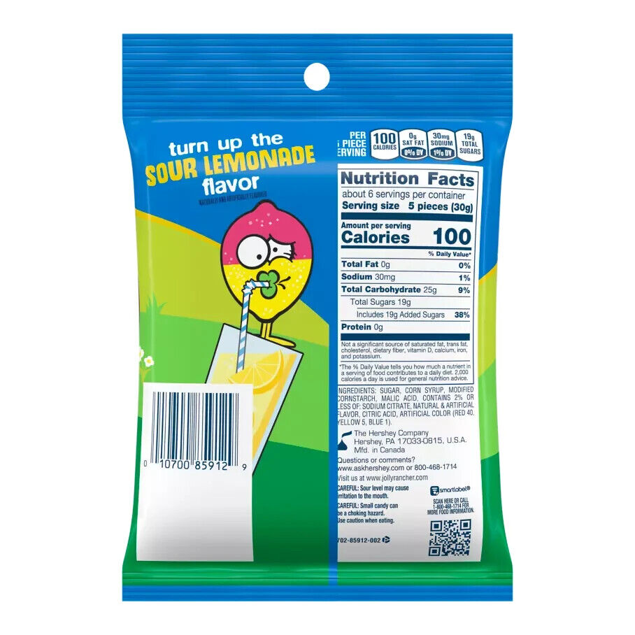 Jolly Rancher Gummies 2-in-1 Fruit Flavored Candy Bag - Sour Lemonade Stand, 6.5 Oz