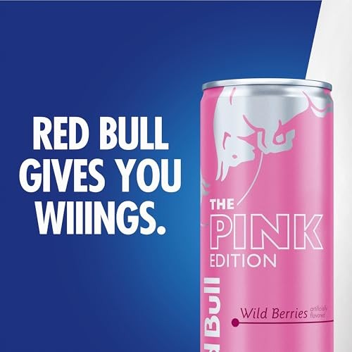 Red Bull Wild Berries, Pink Edition, with 114mg Caffeine Plus Taurine & B Vitamins, 12 Fl Oz, 6 Packs of 4 Cans (Pack of 24)