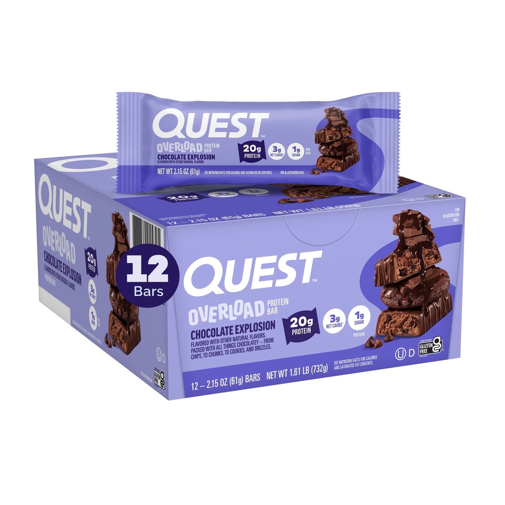 Quest Nutrition Overload Protein Bars - Chocolate Explosion - 12ct