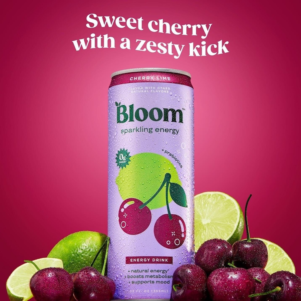 Bloom Sparkling Energy Drink - Natural Caffeine, Zero Sugar, 180mg Caffeine -...
