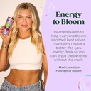 Bloom Sparkling Energy Drink - Natural Caffeine, Zero Sugar, 180mg Caffeine - Antioxidant-Rich with Green Coffee Bean, Green Tea Extract, Prebiotics -