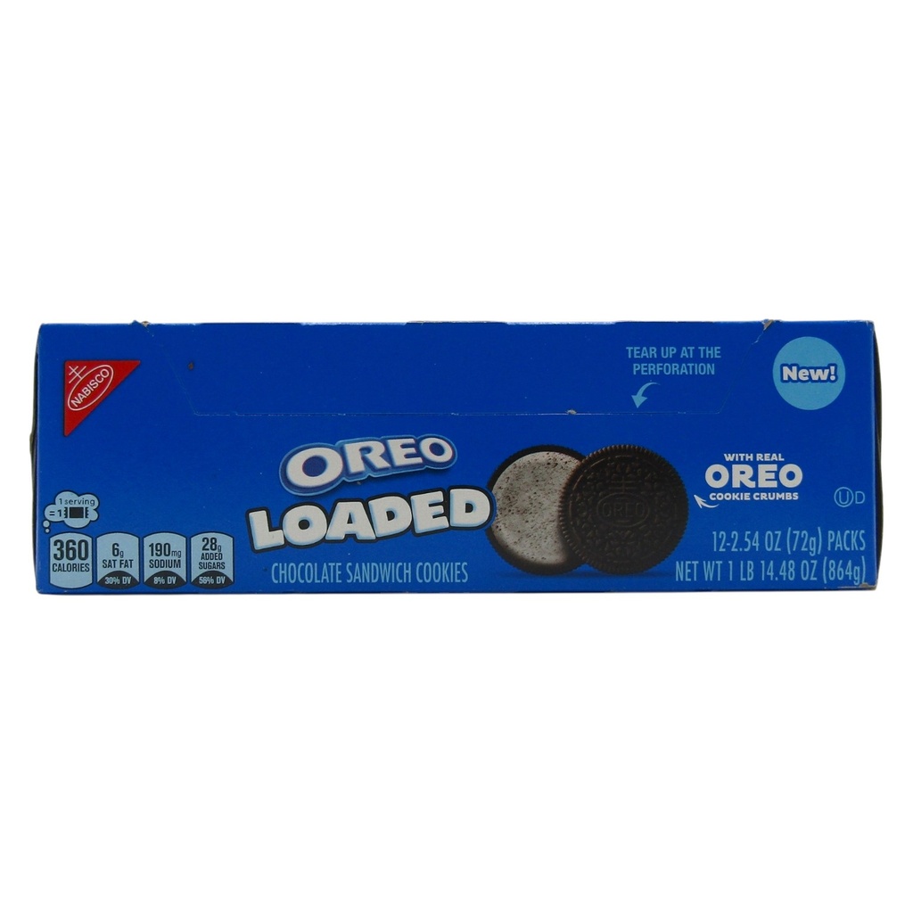 OREO LOADED Mega Stuffed Chocolate Sandwich Cookies 12 Pack 2.54oz Snack Packs