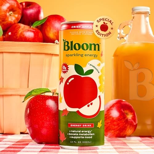Bloom Nutrition Sparkling Energy Drink - Natural Caffeine, Zero Sugar, 180mg Caffeine - Antioxidant-Rich with Green Coffee Bean, Green Tea Extract, Pr