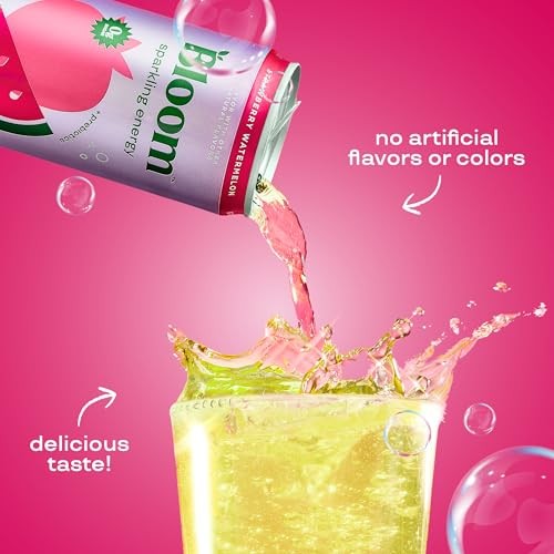Bloom Nutrition Sparkling Energy Drink - Natural Caffeine, Zero Sugar, 180mg Caffeine - Antioxidant-Rich with Green Coffee Bean, Green Tea Extract, Pr