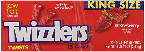 Twizzlers Twists Strawberry King Size Candy  Bags 5 Oz  15 Count