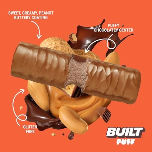 Built, Puff, Protein Bars, Peanut Butter Cup, 12 Bars, 1.41 Oz (40 G) Each
