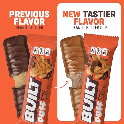 Built, Puff, Protein Bars, Peanut Butter Cup, 12 Bars, 1.41 Oz (40 G) Each