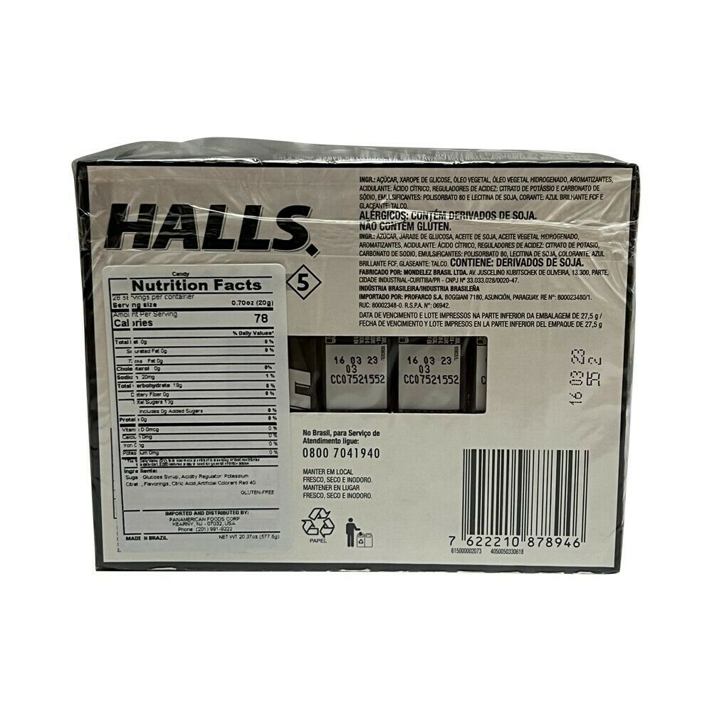 Halls Extra Strong / Forte Menthol Sore Throat Drops  Level 5  Two Packs of 10 Drops (20 Total Drops)