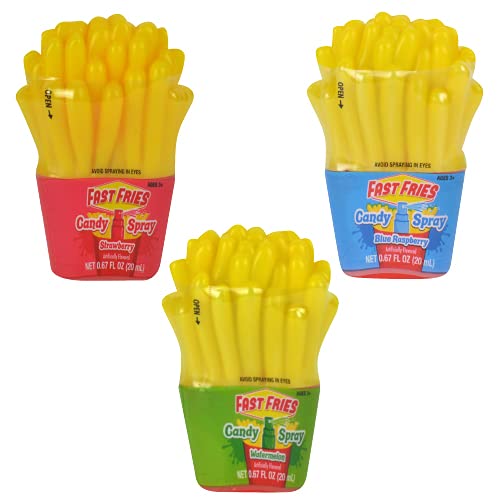 Koko S Confectionery & Novelty Ages 3+ Fast Fries Strawberry  Blue Raspberry  Watermelon Candy Spray 12 Each