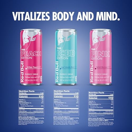 Red Bull Energy Drink Variety Pack  Peach  Iced Vanilla Berry  Pink