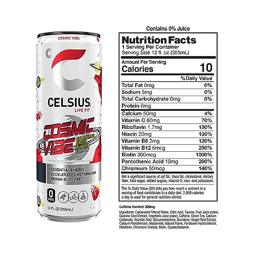 CELSIUS Sparkling Cosmic Vibe  Functional Energy Drink 12 Fl Oz Can (Pack of 12)