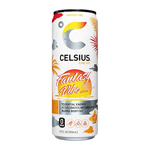 CELSIUS Sparkling Fantasy Vibe  Functional Energy Drink 12 Fl Oz (Pack of 12)