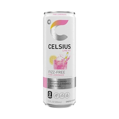 CELSIUS Fizz Free Pink Lemonade, Sugar Free Energy Drink, 12 Fl Oz (Pack of 12)