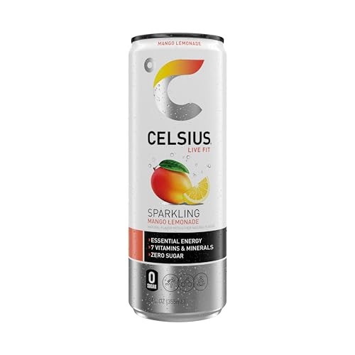 CELSIUS Sparkling Mango Lemonade  Functional Energy Drink 12 Fl Oz (Pack of 12)