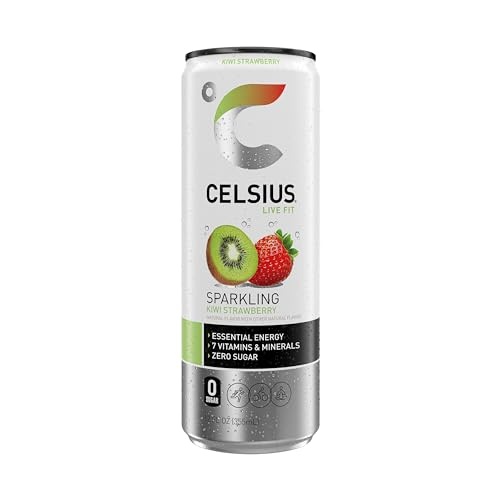 CELSIUS Sparkling Kiwi Strawberry  Functional Energy Drink 12 Fl Oz (Pack of 12)